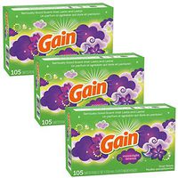 Gain Fabric Softener Dryer Sheets, Moonlight Breeze - 105 Count x 3 Pack (315 Sheets)