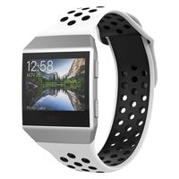 UMTELE Compatible with Fitbit Ionic Bands,Soft Silicone, White/Black, Size 6.7