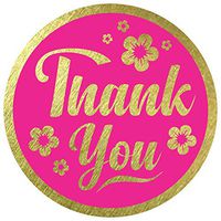 Thank You Stickers Seals Labels (Pack of 120) 2" Large Round Gold Foil Stamping on Magenta for Cards Gift Envelopes Boxes