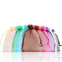 Naler 100 Pieces Assorted Color Organza Drawstring Pouches Candy Jewelry Party Christmas Wedding Favor Gift Bags, 4"x6"