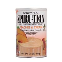 NaturesPlus SPIRU-TEIN Shake - Peaches & Cream Flavor - 1.1 lbs, Spirulina Protein Powder - Plant Based Meal Replacement, Vitamins & Minerals for Energy - Vegetarian, Gluten-Free - 15 Servings