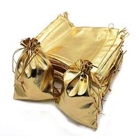 Wuligirl 100pcs Drawstring Pouches Bags 5 x 7 Inch Jewelry Watches Earrings Bracelets Lipstick Baby Shower Party Wedding Favor Cookies Candy Bags(Gold 5x7'')
