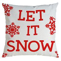 Indexshop Happy Christmas red snowflake Throw Pillow Cover, Cotton Linen Throw Pillow Cover 18x18 Inch, Home Decor Xmas Decorative Pillowcase Cushion Case Sofa (A)