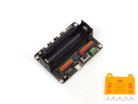 RobotBit - Robot Expansion Board for Micro:bit Drive 4-Channel DC Motor / 2-Channel Stepper Motor Built-in Battery for Robotic Project+Micro:bit Case Silicone Sleeve-Orange