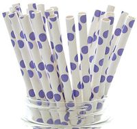 Food with Fashion Purple Polka Dot Paper Straws (25 Pack) - Party Supplies