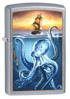 Zippo Lighter: Mazzi Octopus and Ship - Street Chrome 78888