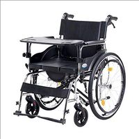 HSRG All-in-One Shower Commode Transport Wheelchair with Opening Padded Commode Seat and with Wheelchair Lap Tray Table