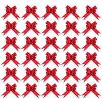 Toyvian 30pcs Wrap Pull Bows Present Ribbon Wrapping Metallic Bows for Holiday Wreath Birthdays Valentines Day (Red 13cm)