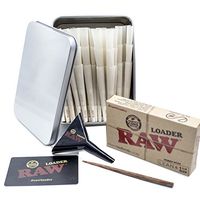 Raw Bundle 3 Items Raw Cones 1 1/4 Organic 200 Count with Tin Plus Raw Cone Loader 11/4 Size