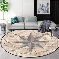 RUGSMAT Compass Dining Room Home Bedroom Carpet Floor Mat,Central America Map Design Non-Slip Fabric Round Rugs for Floor Mat Carpet Diameter-55