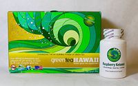 North Shore Diet: Green Tea Hawaii 60ct. (Original) Powdered Antioxidant Drink with Noni and one Bottle of Raspberry Ketones.