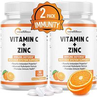 Vitamin C Tablets with Zinc, 25 Vitamins for Immune Support for Adults Kids - Zinc Tablets VIT C Immune System Booster, Immunity Defense, High Absorption - Non GMO, Gluten Free (2 Pack)