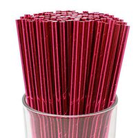 Just Artifacts 100pcs Premium Biodegradable Solid Paper Straws (Solid, Metallic Fuchsia)