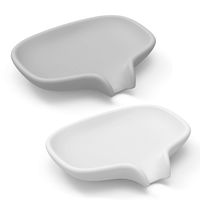 SUBEKYU Silicone Soap Dish with Drain, Bar Soap Holder for Shower/Bathroom, Self Draining Waterfall Soap Tray to Keep Soap Dry Clean, 2 Pcs (Gray + White)
