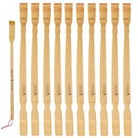 BambooMN 10 Pieces 25" Bamboo Backscratcher Shoehorn and 1 Piece Travel Size Back Scratcher, 11 Pieces Total