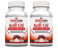 Health Labs Nutra Omega 3 Krill Oil 60 Day Supply 1000mg per Serving (2 softgels) Highest Concentration of Omega-3's 6's, 9's DHA/EPA - (Pack of 2)