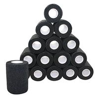 COMOmed Self Adherent Cohesive Bandage Latex FDA Approved 3"x5 Yards First Aid Bandages Stretch Sport Athletic Wrap Vet Tape for Wrist Ankle Sprain and Swelling,Black(16 Rolls)