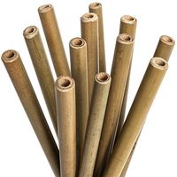 All Natural Bamboo Drinking Straws: 8 Inch Set of 12 Reusable Bamboo Straws - Includes 2 Bonus Nylon Cleaning Brushes - 100% Natural, Sustainable, Non-Toxic & Safe for Home and Work