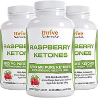 Thrive Naturals Raspberry Ketones - Thermogenic Weight Loss Support - Extra Strength 1200 mg Daily Dose - 60 Capsules (3 Pack)