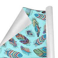Gift Wrapping Paper Roll Tribal Boho Feathers for Birthday,Holiday,Wedding,Baby Shower Gift Wrap - 3Rolls - 58inch x 23inch Per Roll