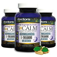 (Pack of 3) All Natural Night-Time Anxiety Relief, Stress Support B-Calm-PM Sleep Aid by Doctors Nutra Nutraceuticals - with Ashwagandha, Melatonin - Supporting a Peaceful Nights Sleep - 90 Servings