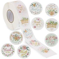 Paper Junkie Floral Thank You Stickers, Pack of 1000, 1.5 inch, 8 Designs