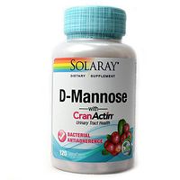 Solaray D-Mannose with CranActin Cranberry Extract 1000 Milligram | for Normal, Healthy Urinary Tract Support | with Vitamin C | Non-GMO, Vegan | 120 Count
