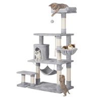 Yaheetech 62in Extra Large Cat Tree Condo with Sisal-Covered Scratching Post Plush Perch Hammock, Cat Tower Activity Center Kitten Furniture Play House