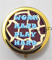 BlackKey Work Hard Play Hard 3-Compartment Decorative Pocket Gift Box Case Organizer for Pill, Color 2 -832