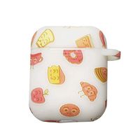 ICI-Rencontrer Super Fresh Fruit Dessert Pattern Airpods Case Portable AirPods Accessories Soft Silicone Anti-Scratch Shockproof Protective Case Keychain White Dessert
