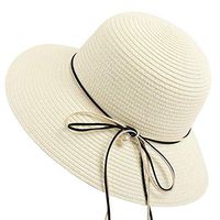 Meidexian888 Wide Brim Sun Straw Hat for Women,Ladies Summer Outdoor Sunshade UV Protection Derby Hat Floppy Foldable Cap (White)