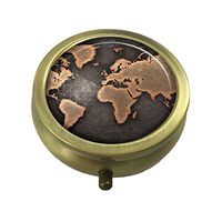 LCTCKP World map Custom Fashion Hot Bronze Pill Box Western Medicine Tablet Decorative Box