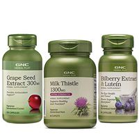 GNC Herbal Plus Herb Bundle - Grape Seed Extract 300mg, Milk Thistle 1300mg and Bilberry Extract & Lutein - Supports Eye and Liver Health