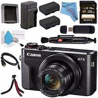 Canon PowerShot G7 X Mark II Digital Camera 1066C001 + NB-13L Lithium Ion Battery + External Rapid Charger + Sony 128GB SDXC Card + Card Wallet + Card Reader + HDMI Cable + Fibercloth + Tripod Bundle