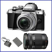 Olympus OM-D E-M10 Mark II Mirrorless Micro Four Thirds Digital Camera with 14-42mm II R Lens [Silver] & Olympus M.Zuiko Digital ED 40-150mm f/4.0-5.6 R Lens [Black]