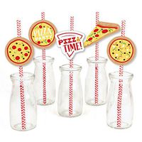 Pizza Party Time - Paper Straw Decor - Baby Shower or Birthday Party Striped Decorative Straws - Set of 24