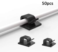 Feilifan 50pcs Cable Clips, Durable Strong Adhesive Cable Organizer Cord Holder Wire Management for Car, Office and Home (Black)