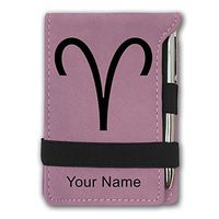 Mini Notepad, Zodiac Sign Aries, Personalized Engraving Included (Pink)