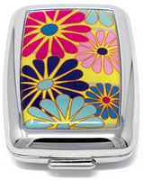 Daisy Medley Rectangular Curved Edges Pocket Purse Portable Travel Pill Box & Medicine Organizer (2 Compartments)
