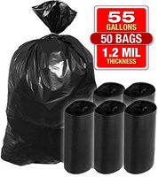 Heavy Duty Black Trash Bags - 55 Gallon 50 PK Black Bags for Garbage, Storage - 1.2 Mil Thick, 35"Wx55"H Industrial Grade Trash Bags for Construction, Yard Work, Commercial Use - by Tougher Goods