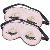 Silk Plush Sleep Eye Mask Sequin Eyelashes Blindfold with Elastic Strap Soft Eye Cover for Night Sleeping, Travel, Nap (Purple-2PCS)