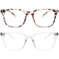 Livho 2 Pack Blue Light Blocking Computer Glasses for Women Men,TR90 Light Weight Frame Anti Eyestrain UV Lens LI5025Leopard+Transparent)