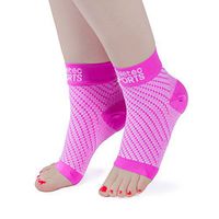 Athletec Sports Compression Foot Sleeves with Arch Support to Help Relieve Plantar Fasciitis Aches, Pains, Swelling, Heel Pain, and Treatment for Everyday Use - Size Medium in Hot Pink (One Pair)