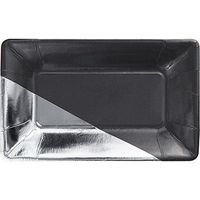 Elise 329887 Foil Rectangular Appetizer Paper Plates, Charcoal
