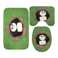 TbpersicwT Home bedroom carpet door mat, 3Pcs/Set Panda Elephant Washable Anti-slip Carpet Bathroom Toilet Floor Mat Rug - Panda