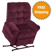 Catnapper Power Lift Full Lay-Out Recliner - Comfort Chaise Seating - Soft and durable polyester fabric (Chianti) - Weight Capacity 450 lb.