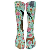 GOGO Greyhound Floral Cute Dog Mint VintageKnee High Graduated Compression Socks for Women and Men - Best Medical, Nursing, Travel & Flight Socks - Running & Fitness