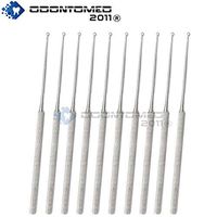OdontoMed2011® 10 PCS Buck Ear Curette #2 Blunt Straight 6.5" Veterinary ENT Stainless Steel ODM