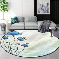 RUGSMAT Floral Round Rugs for Bedroom,Valentines Day Girl Carpet Door Pad for Bedroom/Living Room/Balcony/Kitchen Mat Diameter-31