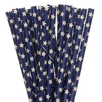 Biodegradable Paper Straws Dark Blue With White Star (50)